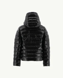 Donzen Jassen-JOTT Doudoune Laquee A Capuche Enfant Grand Froid Noir Opale 999 Black