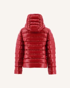 Donzen Jassen-JOTT Doudoune Laquee A Capuche Enfant Grand Froid Rouge Opale 300 Red