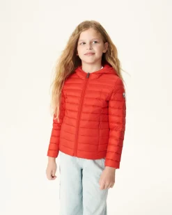 Donzen Jassen-JOTT Doudoune Legere A Capuche Enfant Rouge Vif Carla 318 Fire Red