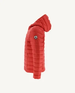 Donzen Jassen-JOTT Doudoune Legere A Capuche Enfant Rouge Vif Carla 318 Fire Red