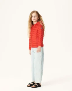 Donzen Jassen-JOTT Doudoune Legere A Capuche Enfant Rouge Vif Carla 318 Fire Red