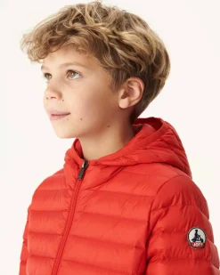 Donzen Jassen-JOTT Doudoune Legere A Capuche Enfant Rouge Vif Hugo 318 Fire Red
