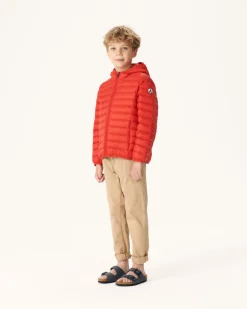 Donzen Jassen-JOTT Doudoune Legere A Capuche Enfant Rouge Vif Hugo 318 Fire Red