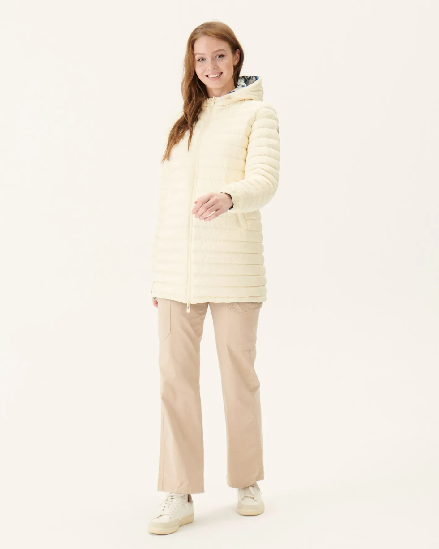 Donzen Jassen & Jacks-JOTT Doudoune Longue Reversible Imprime Monogram Ecru/Ecru Roma 8952 Monogram Off/Off-White