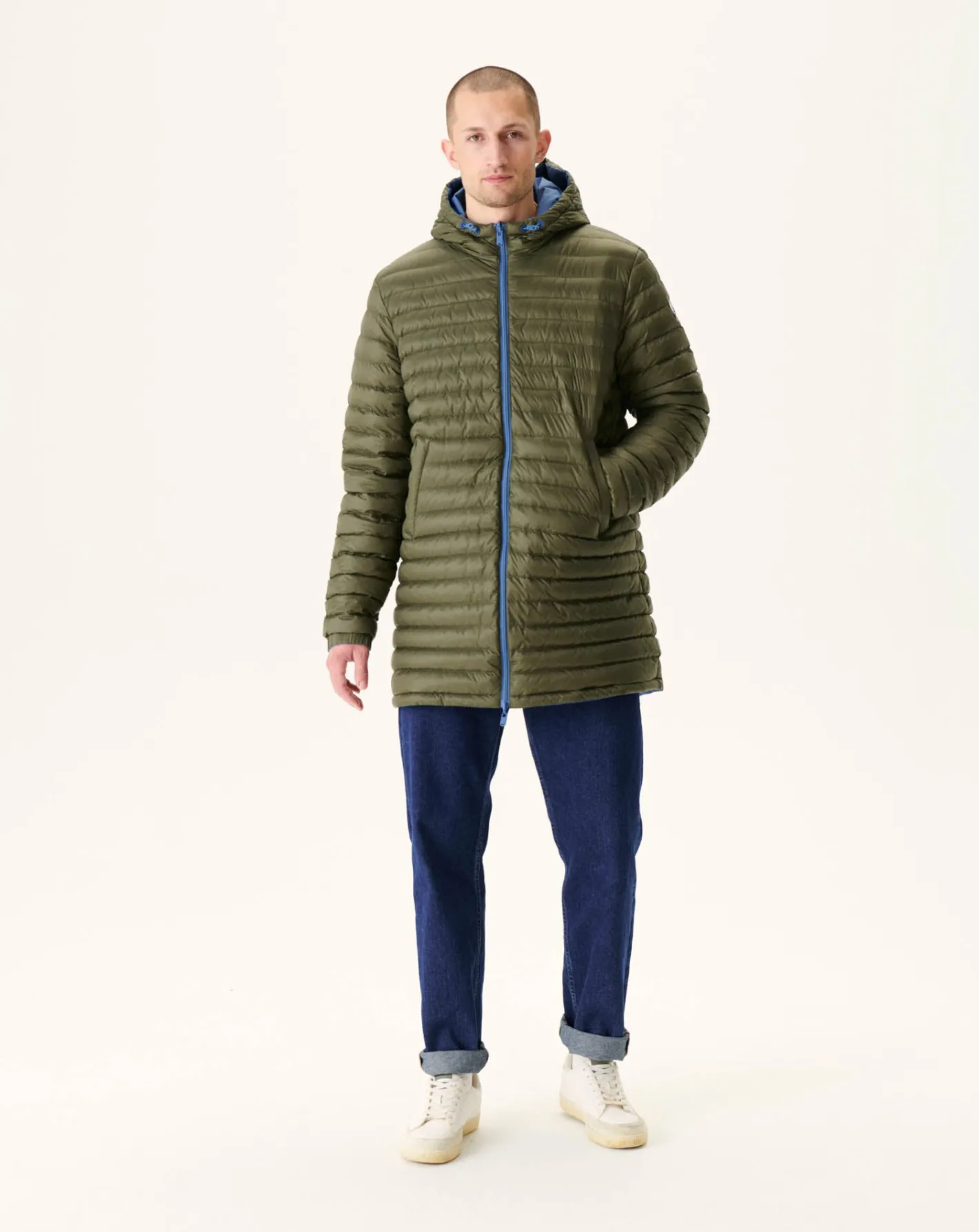Donzen Jassen & Jacks-JOTT Doudoune Longue Reversible A Capuche Bleu Jeans/Army Amsterdam 1400 Blue Jeans/Army