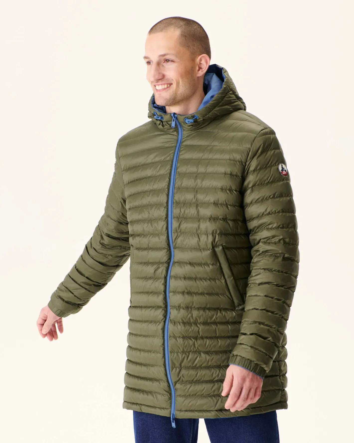 Donzen Jassen & Jacks-JOTT Doudoune Longue Reversible A Capuche Bleu Jeans/Army Amsterdam 1400 Blue Jeans/Army