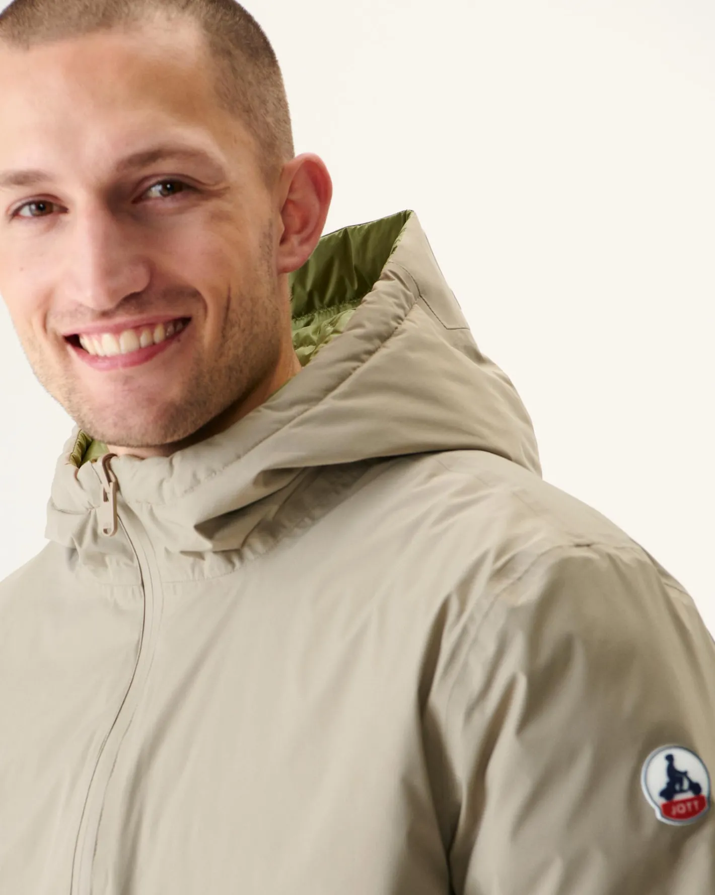 Donzen Jassen & Jacks-JOTT Doudoune Longue Reversible A Capuche Beige/Kaki Clair Amsterdam 8040 Beige/Bush