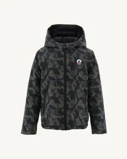 Donzen Jassen-JOTT Doudoune Reversible A Capuche Enfant Print Militaire/Noir Zurich 278 Print Militaire/Noir