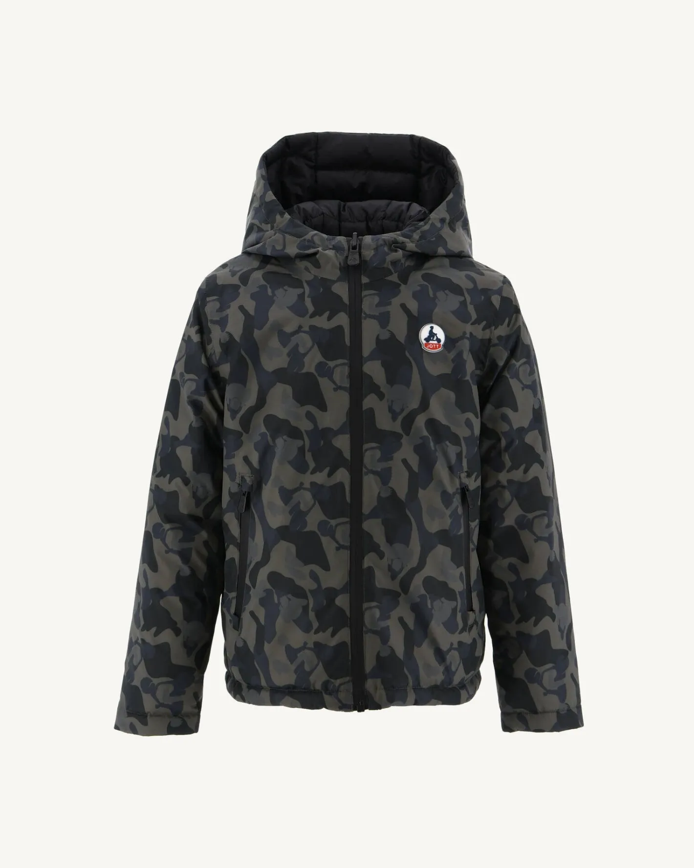 Donzen Jassen-JOTT Doudoune Reversible A Capuche Enfant Print Militaire/Noir Zurich 278 Print Militaire/Noir