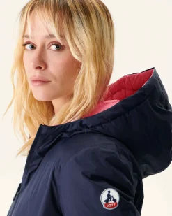 Donzen Jassen & Jacks-JOTT Doudoune Reversible A Capuche Marine/Rose Intense Vienne 1043 Navy/Wild Rose