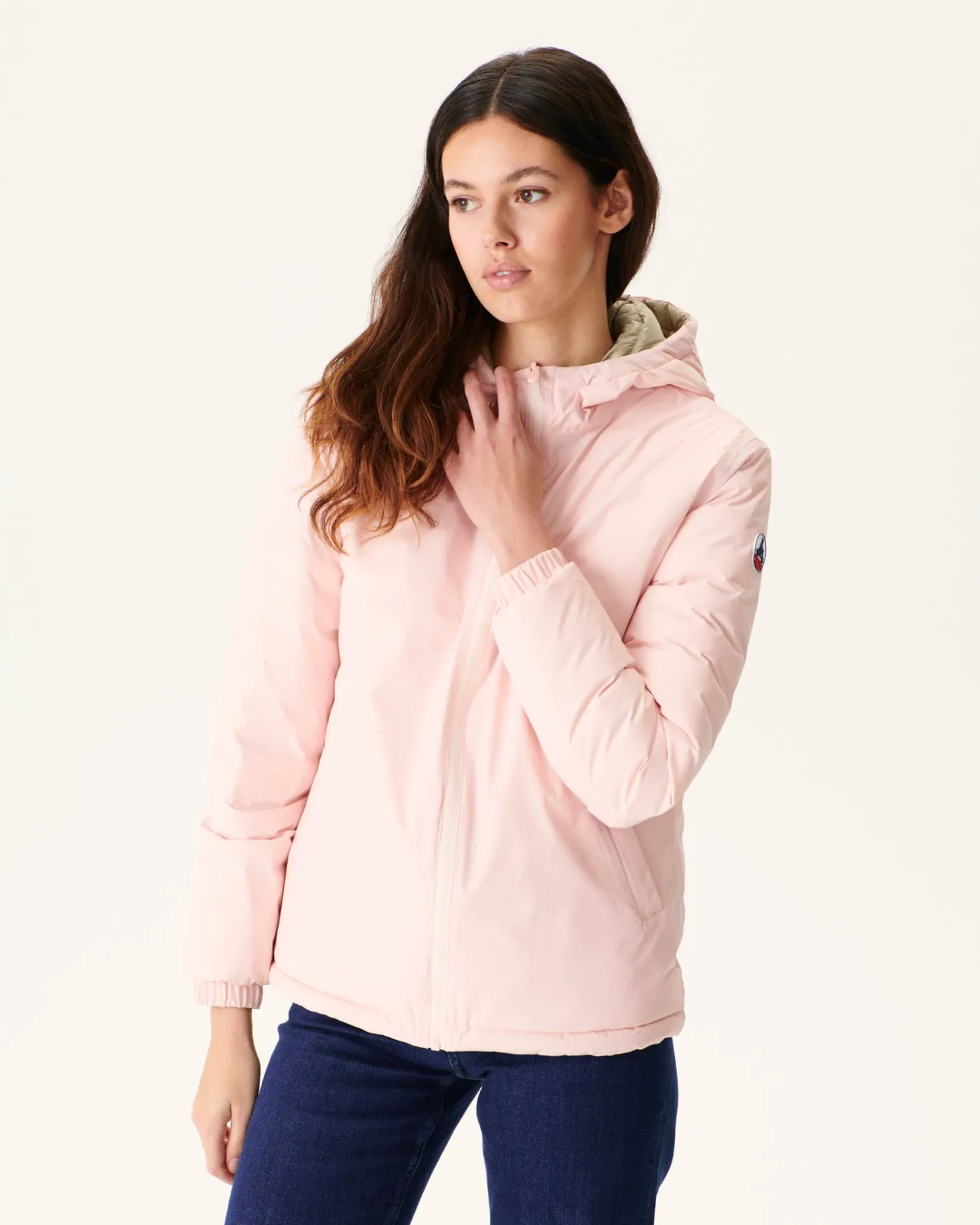 Donzen Jassen & Jacks-JOTT Doudoune Reversible A Capuche Rose Clair/Beige Vienne 4630 Soft Pink/Beige