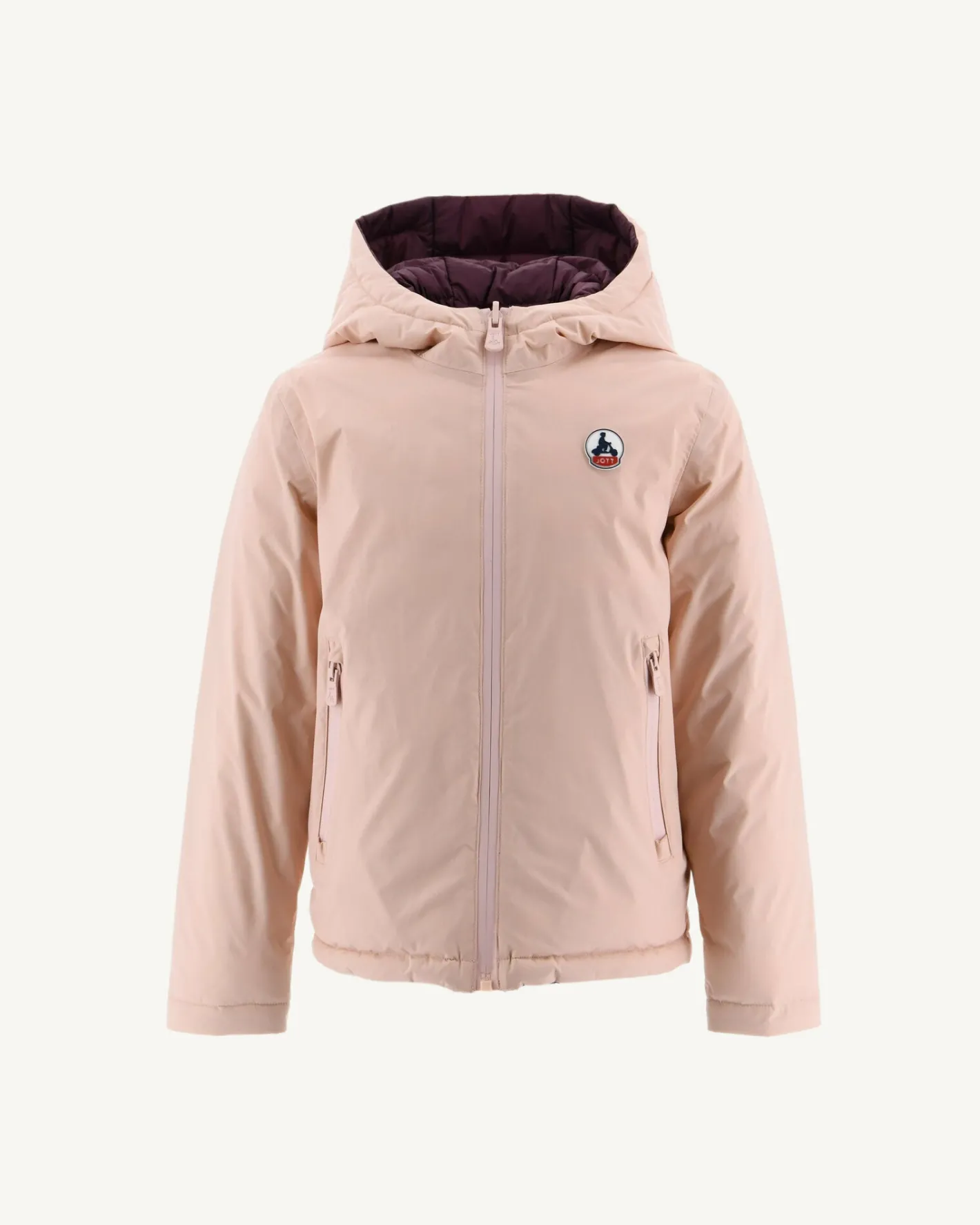 Donzen Jassen-JOTT Doudoune Reversible A Capuche Enfant Rose Pale/Aubergine Zurich 454 Rose Pale/Aubergine