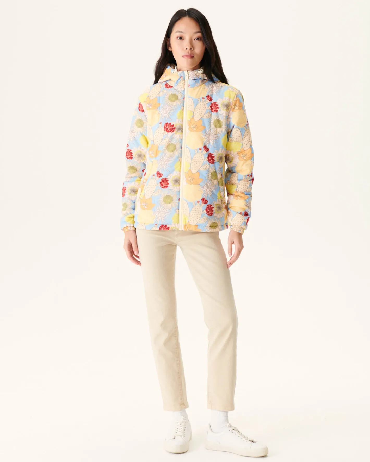 Donzen Jassen & Jacks-JOTT Doudoune Reversible A Capuche Ultralight Ecru/Bohemian Bleu Kara 8953 Off-White/Bohemian Blue