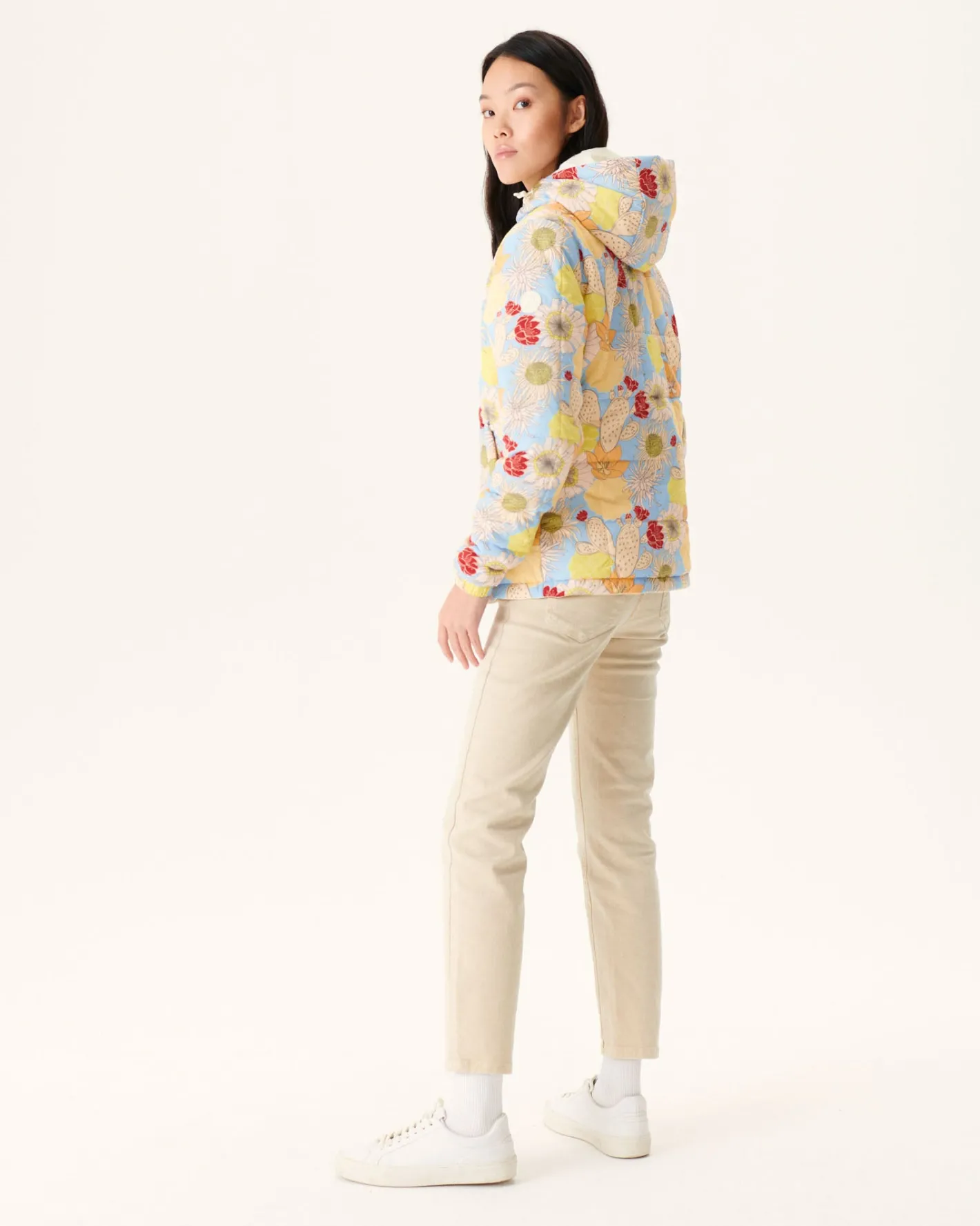 Donzen Jassen & Jacks-JOTT Doudoune Reversible A Capuche Ultralight Ecru/Bohemian Bleu Kara 8953 Off-White/Bohemian Blue