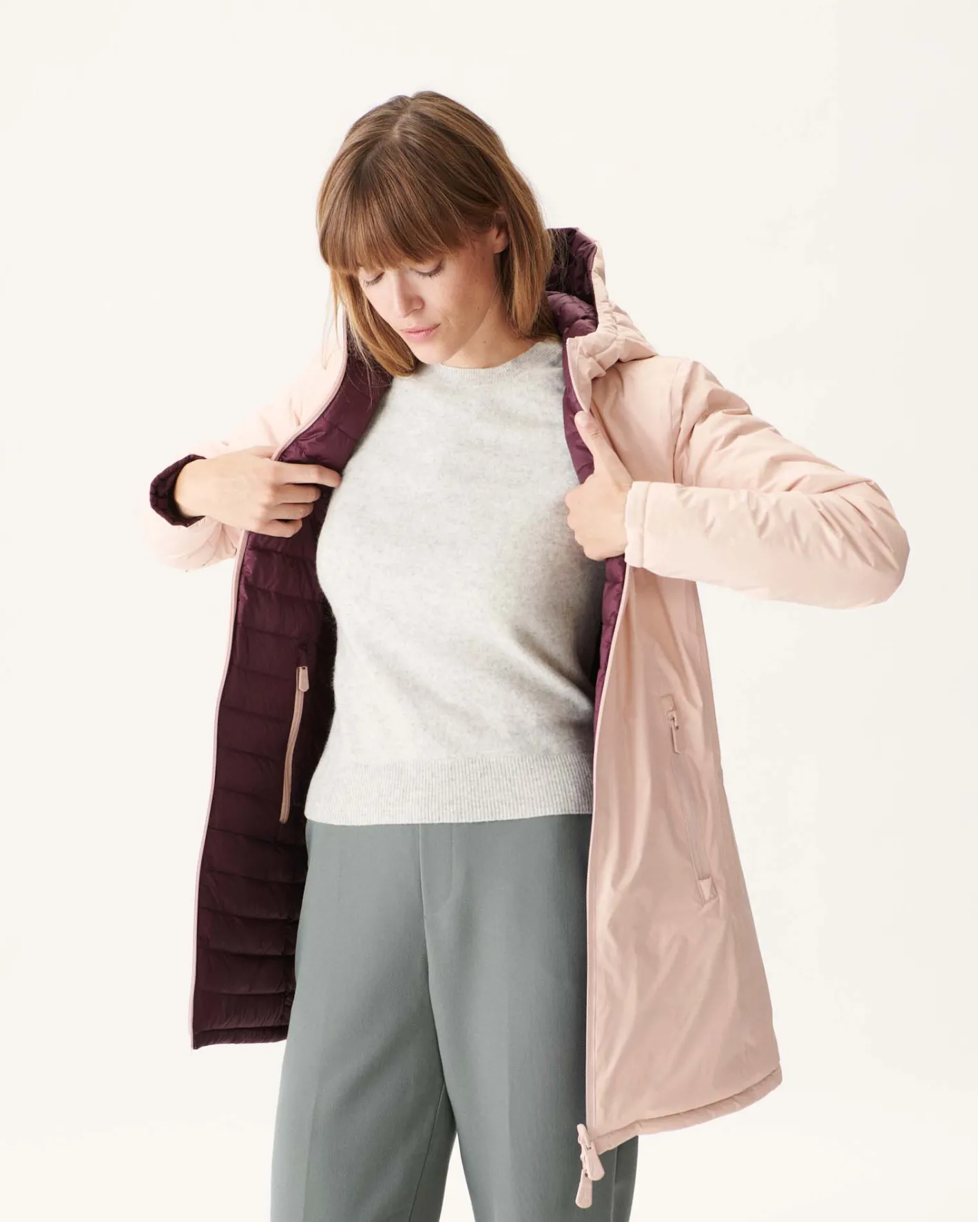 Donzen Jassen & Jacks-JOTT Doudoune Reversible Rose Pale/Aubergine Moscou 454 Rose Pale/Aubergine