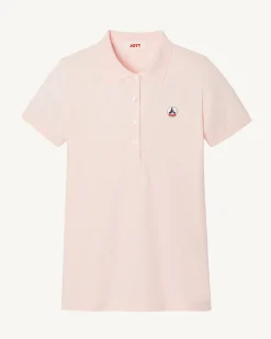 Kleding-JOTT Polo Femme En Coton Biologique Rose Clair Franca 463 Soft Pink