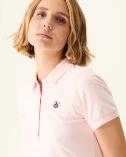 Kleding-JOTT Polo Femme En Coton Biologique Rose Clair Franca 463 Soft Pink