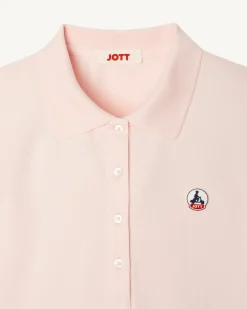 Kleding-JOTT Polo Femme En Coton Biologique Rose Clair Franca 463 Soft Pink