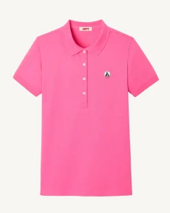 Kleding-JOTT Polo Femme En Coton Biologique Rose Intense Franca 457 Wild Rose