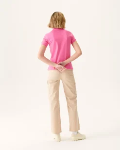 Kleding-JOTT Polo Femme En Coton Biologique Rose Intense Franca 457 Wild Rose