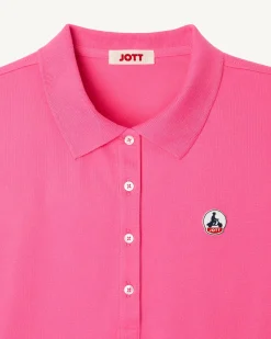 Kleding-JOTT Polo Femme En Coton Biologique Rose Intense Franca 457 Wild Rose