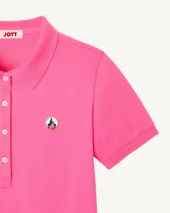 Kleding-JOTT Polo Femme En Coton Biologique Rose Intense Franca 457 Wild Rose