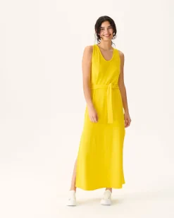 Kleding-JOTT Robe Longue Ceinturee Eponge Citron Ibiza 631 Lemon