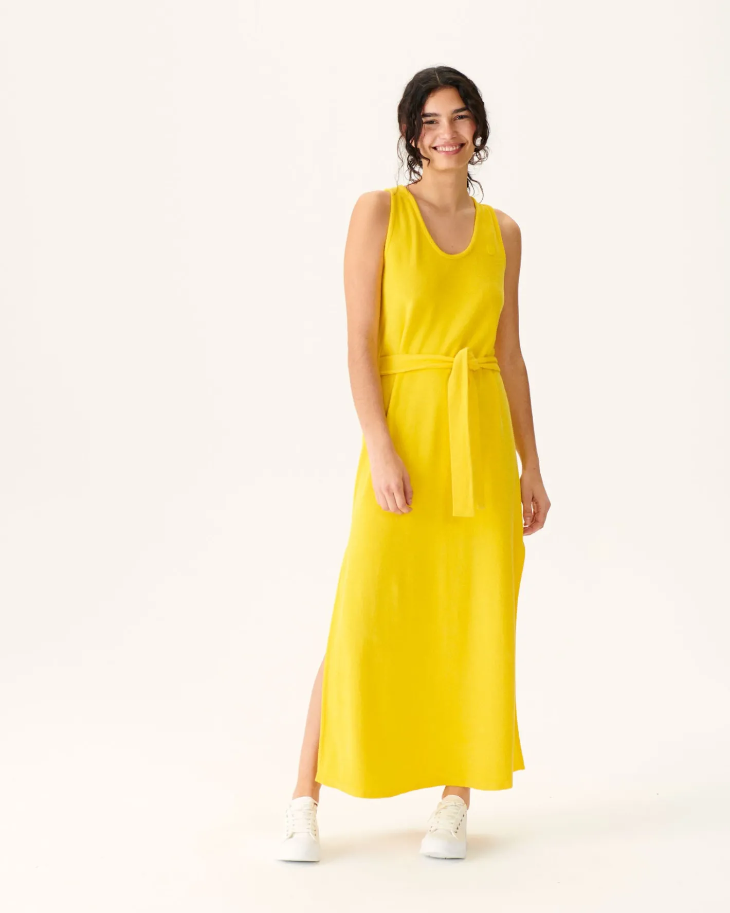 Kleding-JOTT Robe Longue Ceinturee Eponge Citron Ibiza 631 Lemon