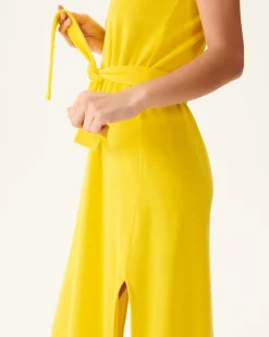 Kleding-JOTT Robe Longue Ceinturee Eponge Citron Ibiza 631 Lemon