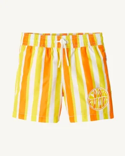 Kleding-JOTT Short De Bain Rayure Abricot/Citron Enfant Cassis 7280 Stripe Apricot/Lemon