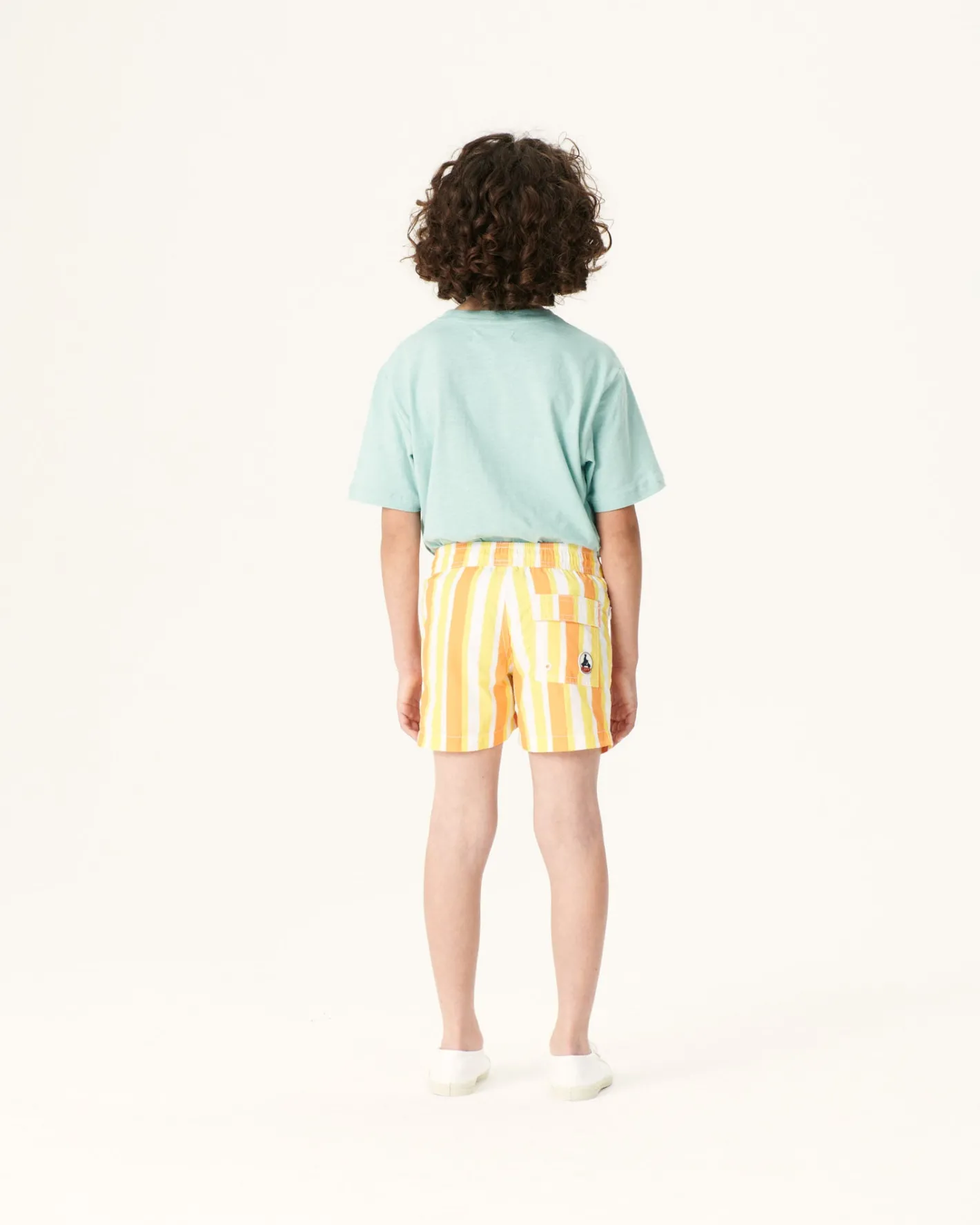 Kleding-JOTT Short De Bain Rayure Abricot/Citron Enfant Cassis 7280 Stripe Apricot/Lemon