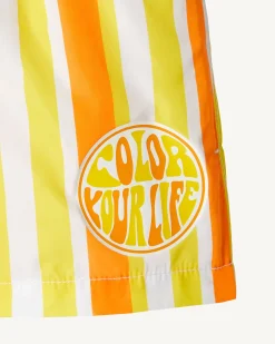 Kleding-JOTT Short De Bain Rayure Abricot/Citron Enfant Cassis 7280 Stripe Apricot/Lemon