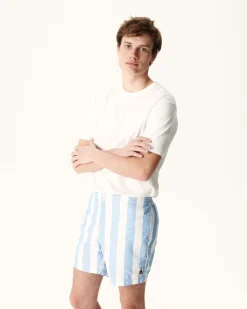 Kleding-JOTT Short De Bain Rayure Bleu Clair/Blanc Dov 1800 Stripe Soft Blue/White