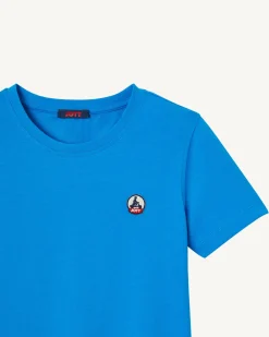 Kleding-JOTT T-Shirt Enfant En Coton Biologique Col Rond Azur Rio 183 Azure