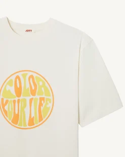 Kleding-JOTT T-Shirt Homme En Coton Biologique Ecru Leo 895 Off-White