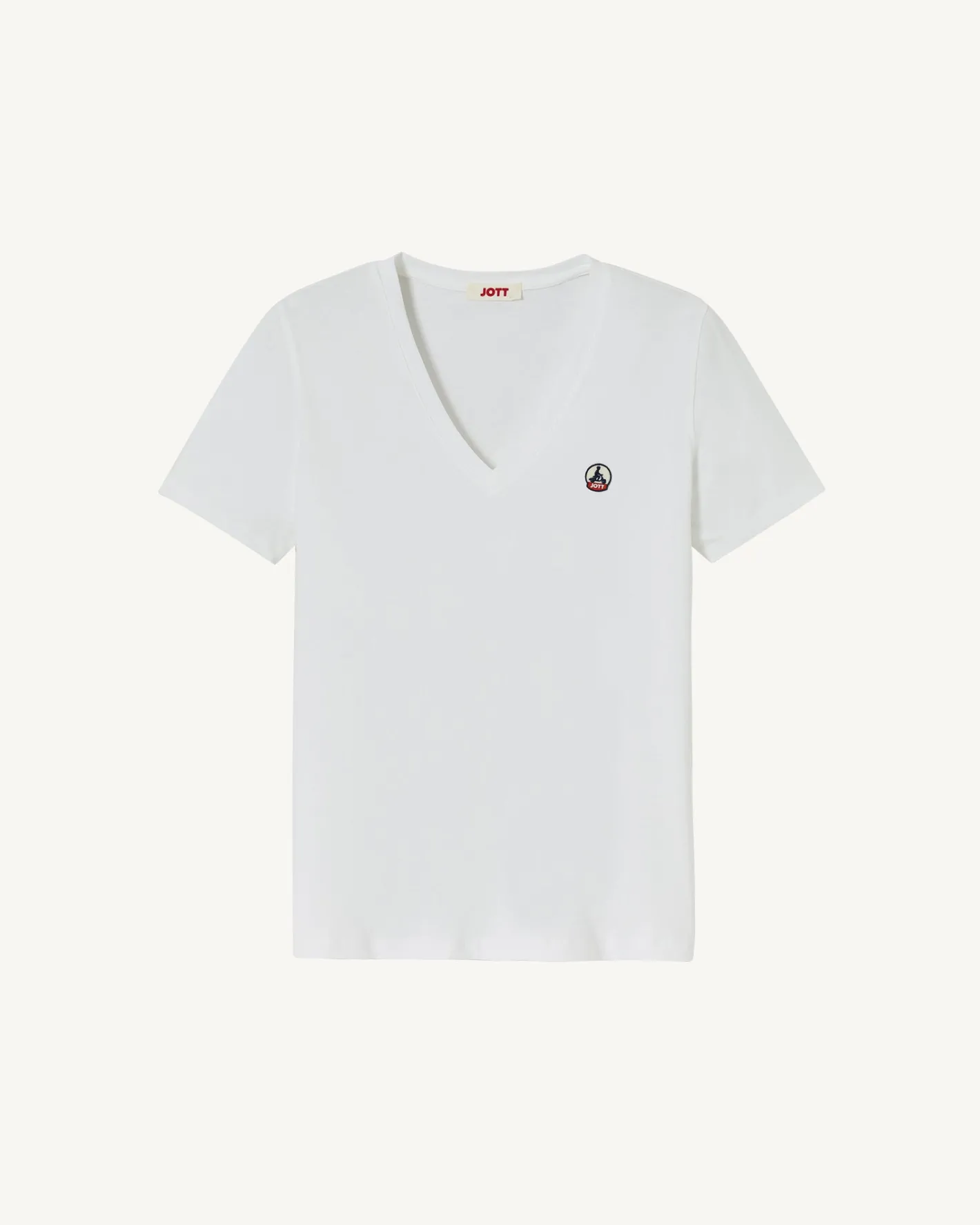 Kleding-JOTT T-Shirt Uni Col V Femme En Coton Biologique Blanc Cancun 901 Blanc