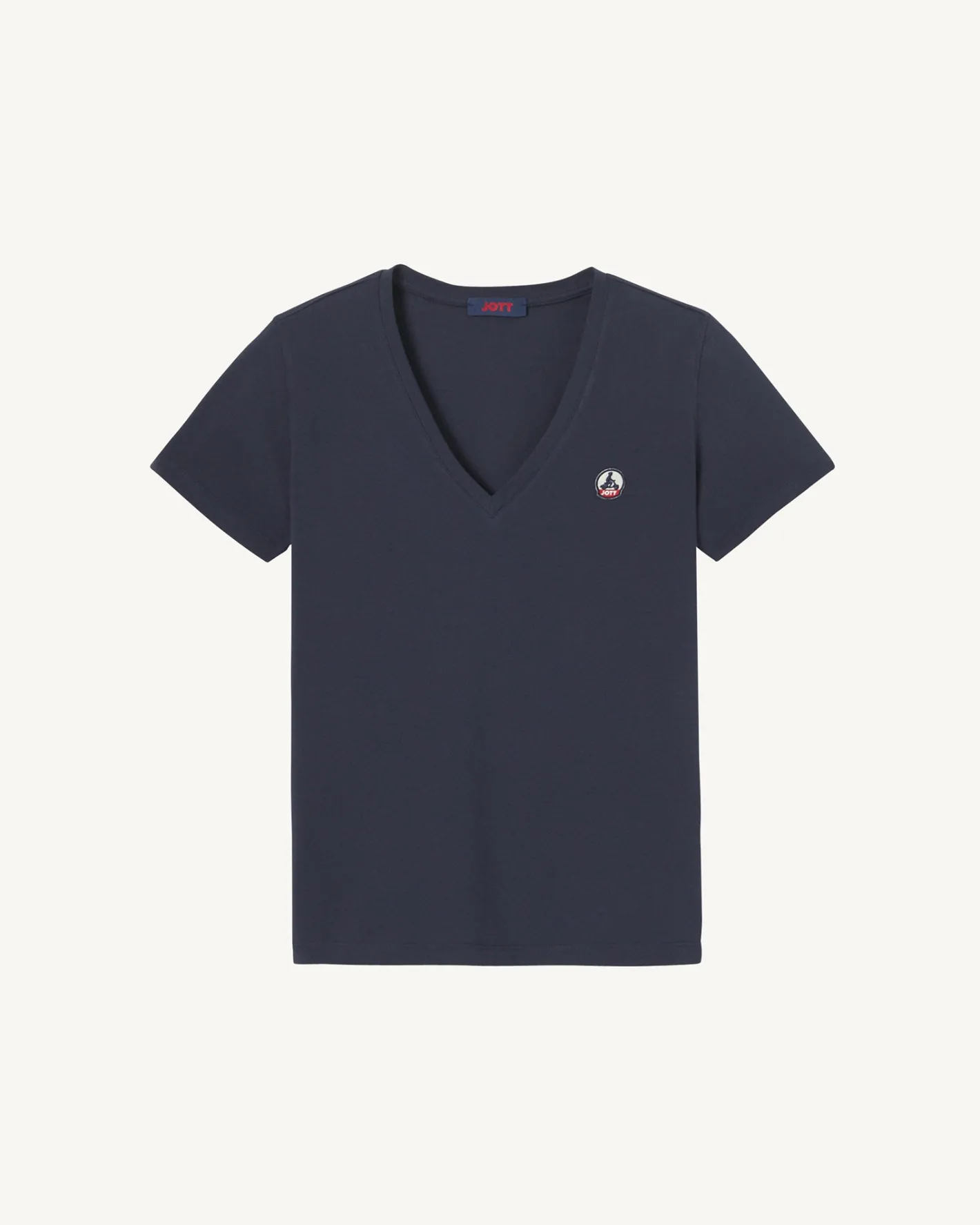 Kleding-JOTT T-Shirt Uni Col V Femme En Coton Biologique Marine Cancun 104 Navy