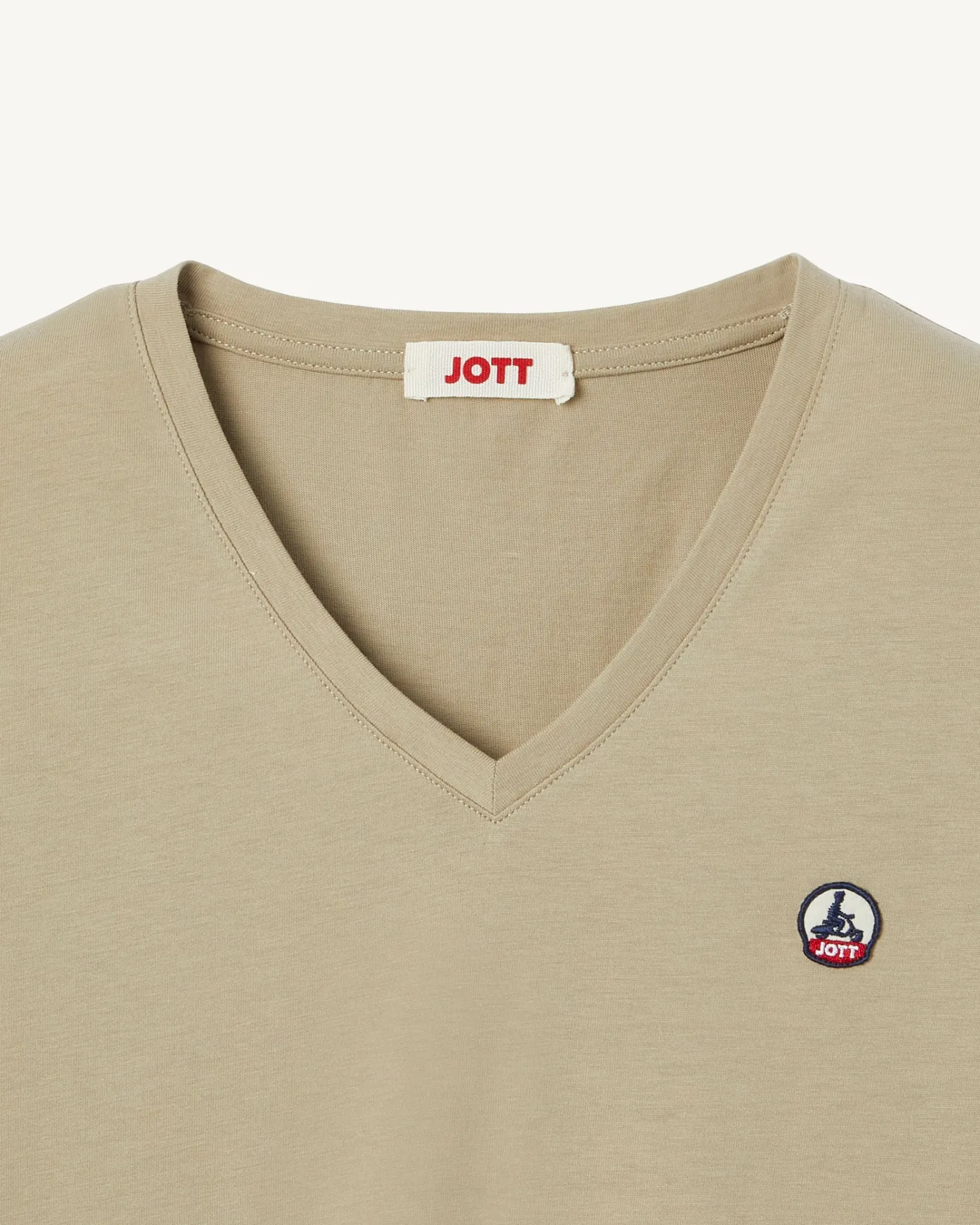 Kleding-JOTT T-Shirt Uni Col V Femme En Coton Biologique Beige Cancun 804 Beige