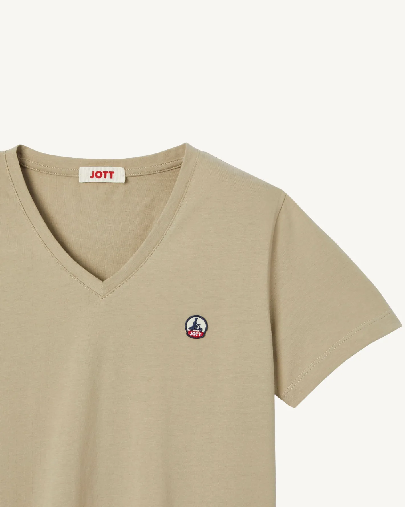 Kleding-JOTT T-Shirt Uni Col V Femme En Coton Biologique Beige Cancun 804 Beige